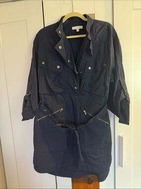 Banana Republic Navy Utility Shirt-Jacket with Waist Tie